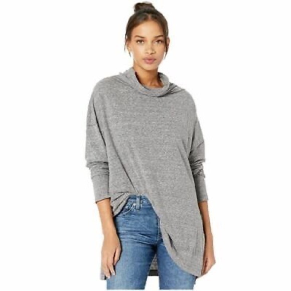 We The Free mock turtleneck Gray Long Sleeve Tee - Picture 1 of 4